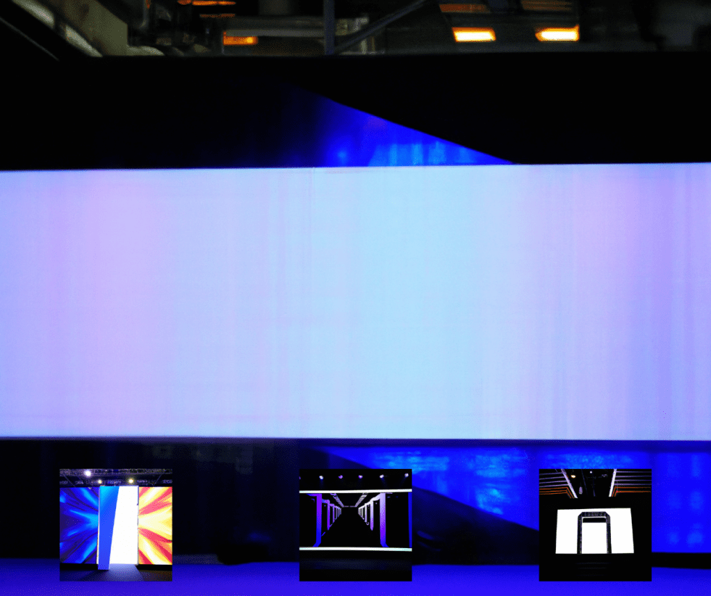 A LED SCREEN SET UP FOR A new brand launch at a exhibistion hall fashion show LED screen hire London Brand launch event Creative displays Captivating visuals Event technology